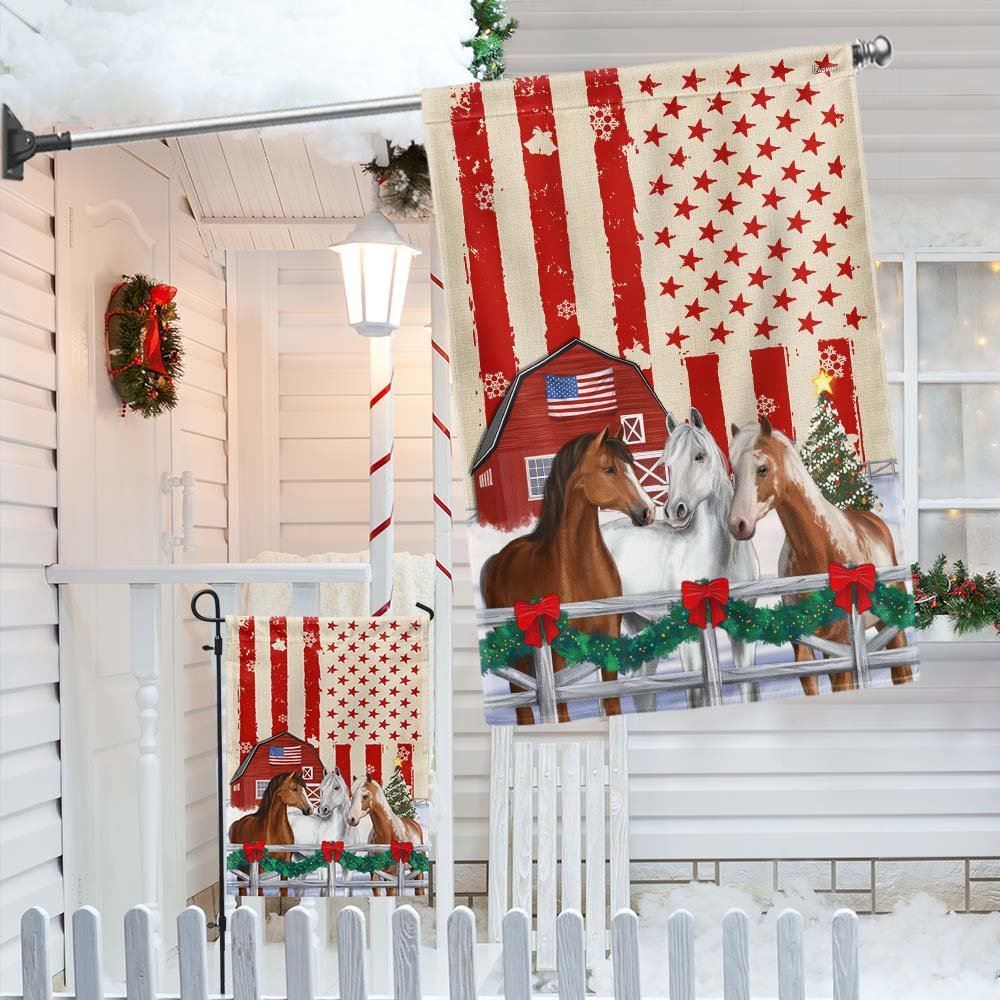 Christmas Horses American Flag, Christmas Garden Flag, Home Decor Accessories, Christmas Outdoor Decor Ideas