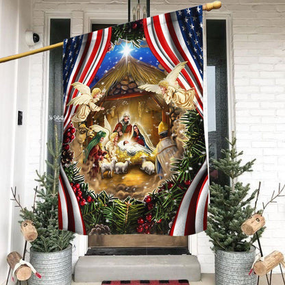 Christmas Is All About Jesus Flag, Nativity Of Jesus Christmas American Flag, Christian Christmas House Flag, Christmas Outdoor Decor Ideas