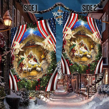 Christmas Is All About Jesus Flag, Nativity Of Jesus Christmas American Flag, Christian Christmas House Flag, Christmas Outdoor Decor Ideas