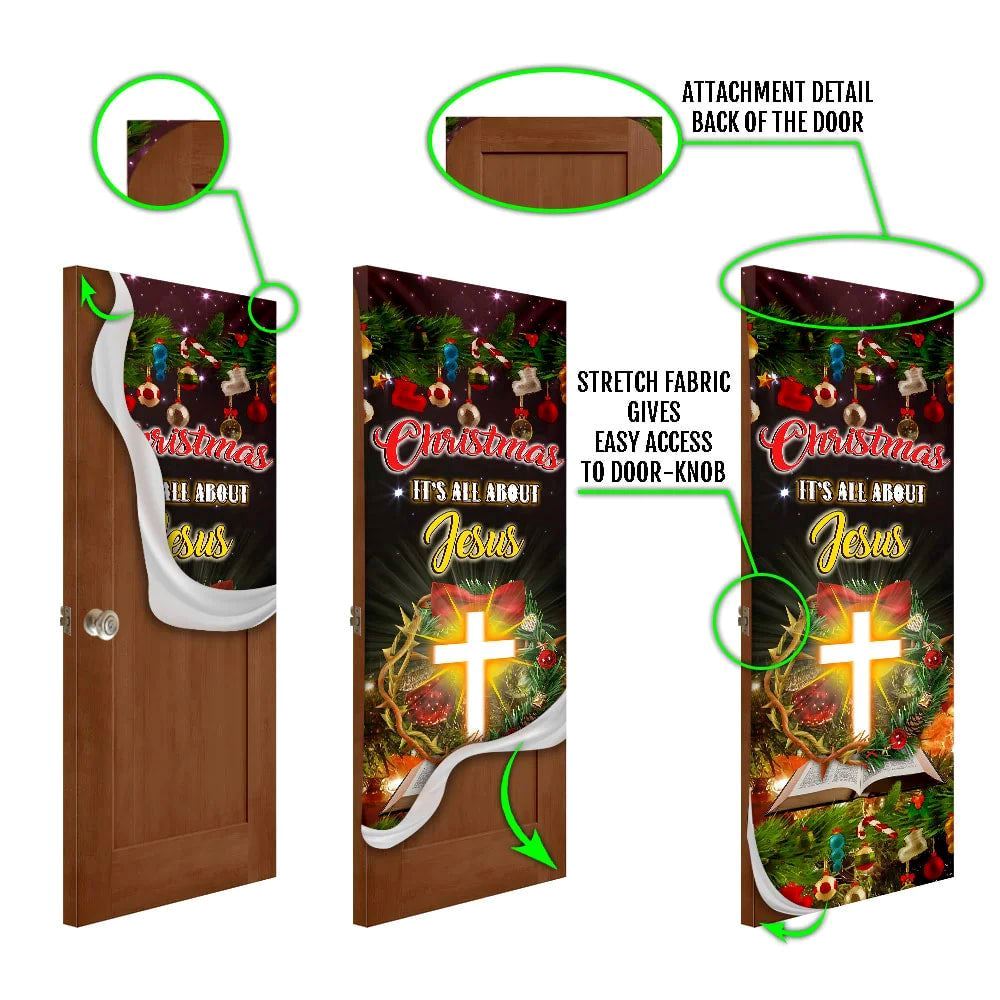Christmas It’s All About Jesus Door Cover, Jesus Christmas Decor, Christian Door Decor, Door Christian Church, Christian Door Plaques