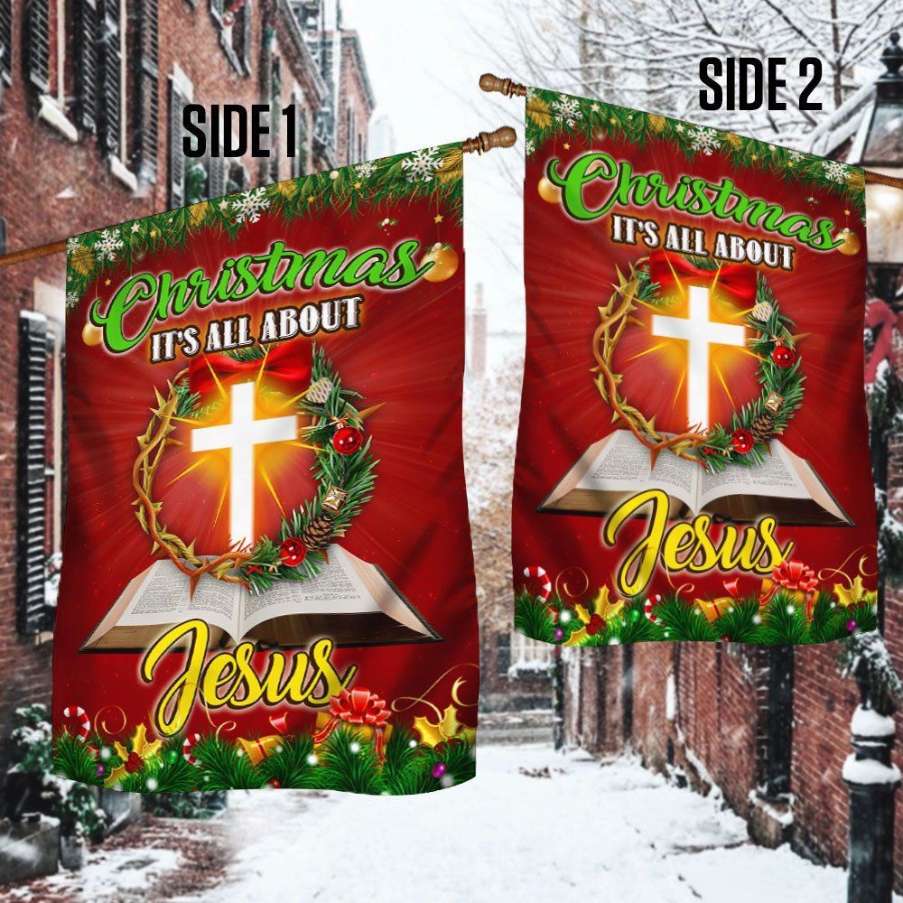 Christmas It's All About Jesus Flag, Christian Christmas House Flag, Christmas Outdoor Decor Ideas