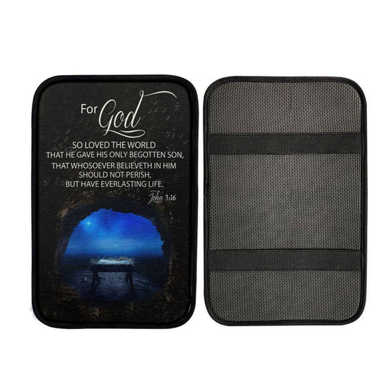 Christmas John 316 For God So Loved The World Empty Manger Car Center Console Cover, Jesus Art, Car Interior Accessories