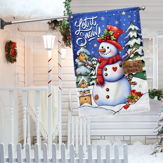 Christmas Let It Snow Snowman Hello Winter Flag, Christmas Garden Flag, Home Decor Accessories, Christmas Outdoor Decor Ideas
