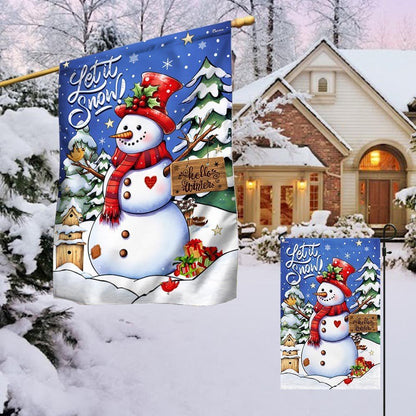 Christmas Let It Snow Snowman Hello Winter Flag, Christmas Garden Flag, Home Decor Accessories, Christmas Outdoor Decor Ideas