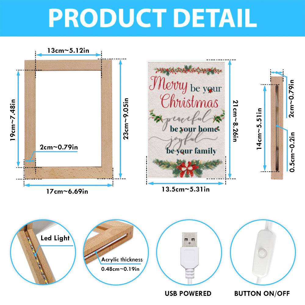 Christmas Merry Be Your Christmas Peaceful Be Your Home Joyful Be Your Family Frame Lamp Prints - Bible Verse Decor