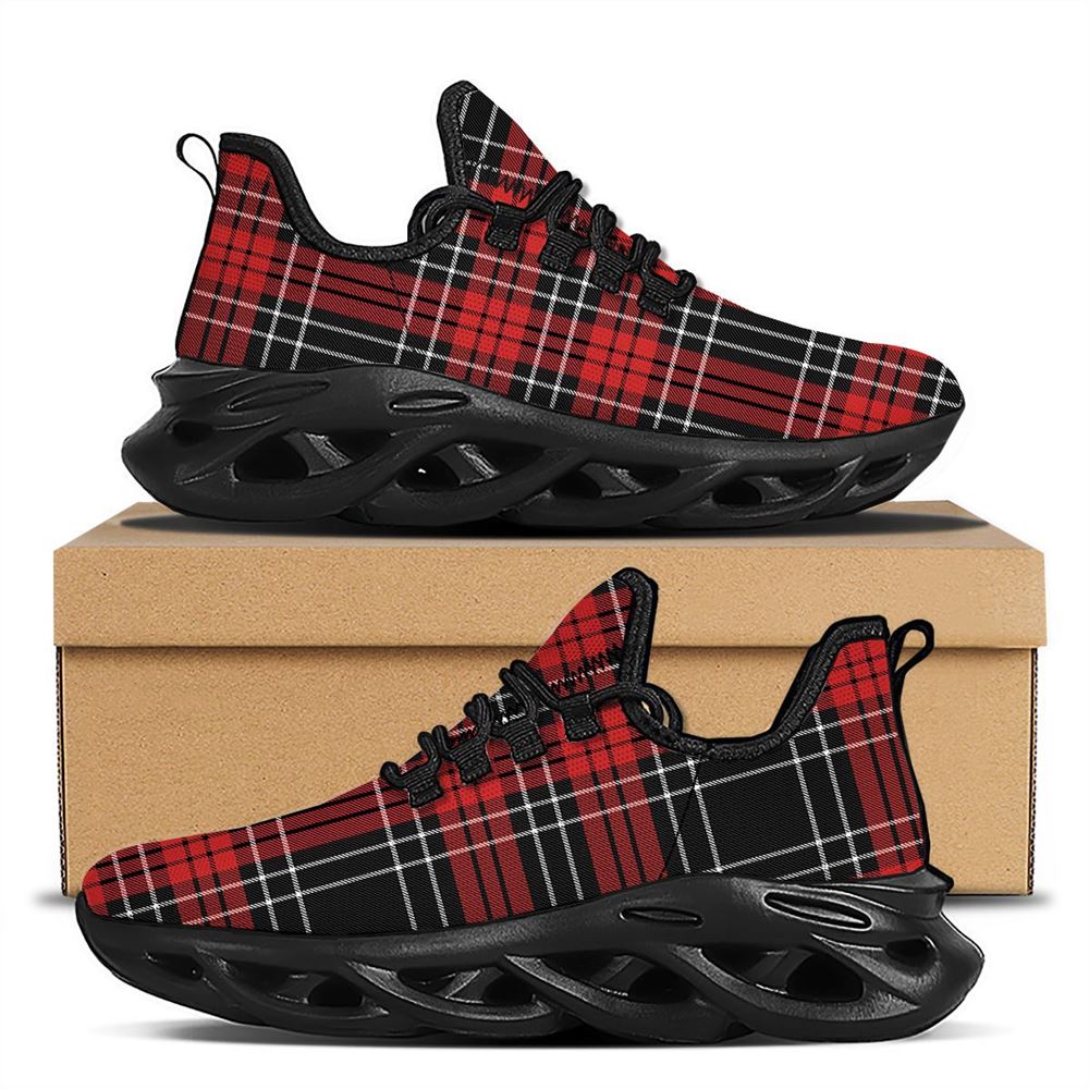 Christmas Red Plaid Scottish Black Max Soul Shoes For Men Women, Best Running Sneaker, Christmas Shoes, Winter Fashion Shoes
