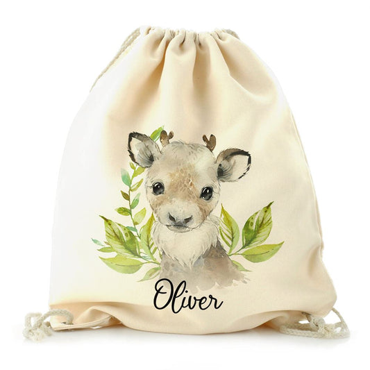 Christmas Reindeer Deer Green Leaves Christmas Sack, Gift For Chidren, Christmas Bag Gift, Christmas Gift 2023