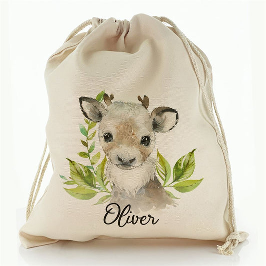 Christmas Reindeer Deers Green Leaves Christmas Sack, Gift For Chidren, Christmas Bag Gift, Christmas Gift 2023