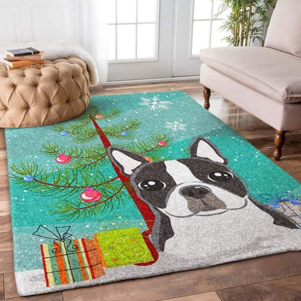 Christmas Rug, Boston Terrier Christmas Limited Edition RugChristmas Floor Mat, Livinng Room Decor Rug, Christmas Home Decor