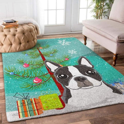 Christmas Rug, Boston Terrier Christmas Limited Edition RugChristmas Floor Mat, Livinng Room Decor Rug, Christmas Home Decor