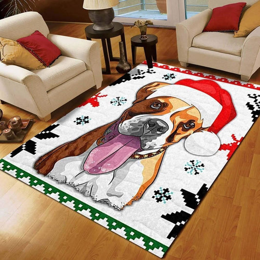 Christmas Rug, Boxer Christmas Limited Edition RugChristmas Floor Mat, Livinng Room Decor Rug, Christmas Home Decor
