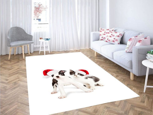 Christmas Rug, Cat And Dog Christmas Carpet RugChristmas Floor Mat, Livinng Room Decor Rug, Christmas Home Decor