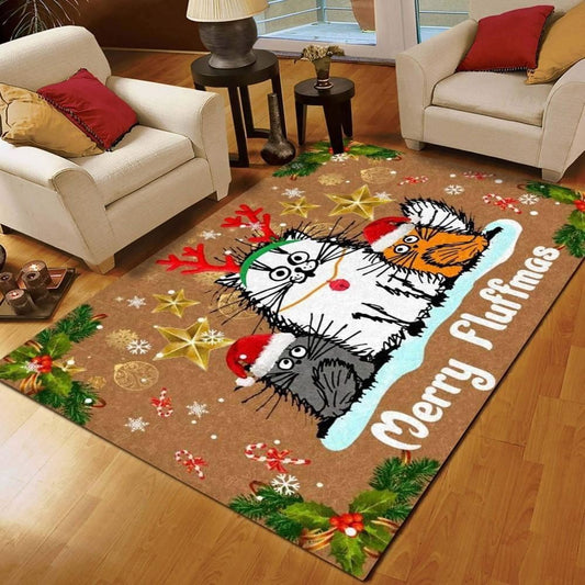 Christmas Rug, Cat Christmas Limited Edition RugChristmas Floor Mat, Livinng Room Decor Rug, Christmas Home Decor