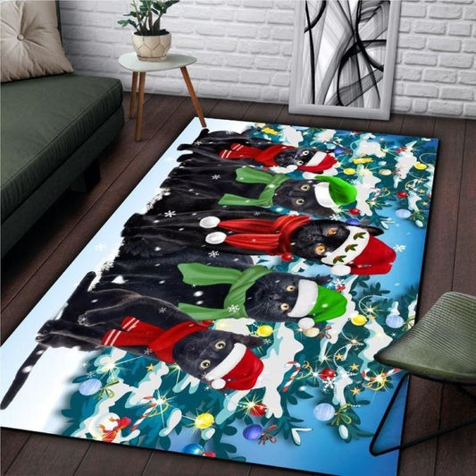 Christmas Rug, Cats Wish You Merry Christmas Rectangle Limited Edition RugChristmas Floor Mat, Livinng Room Decor Rug, Christmas Home Decor