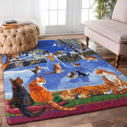 Christmas Rug, Charming Chimney Corner With Christmas Cat Limited Edition RugChristmas Floor Mat, Livinng Room Decor Rug, Christmas Home Decor