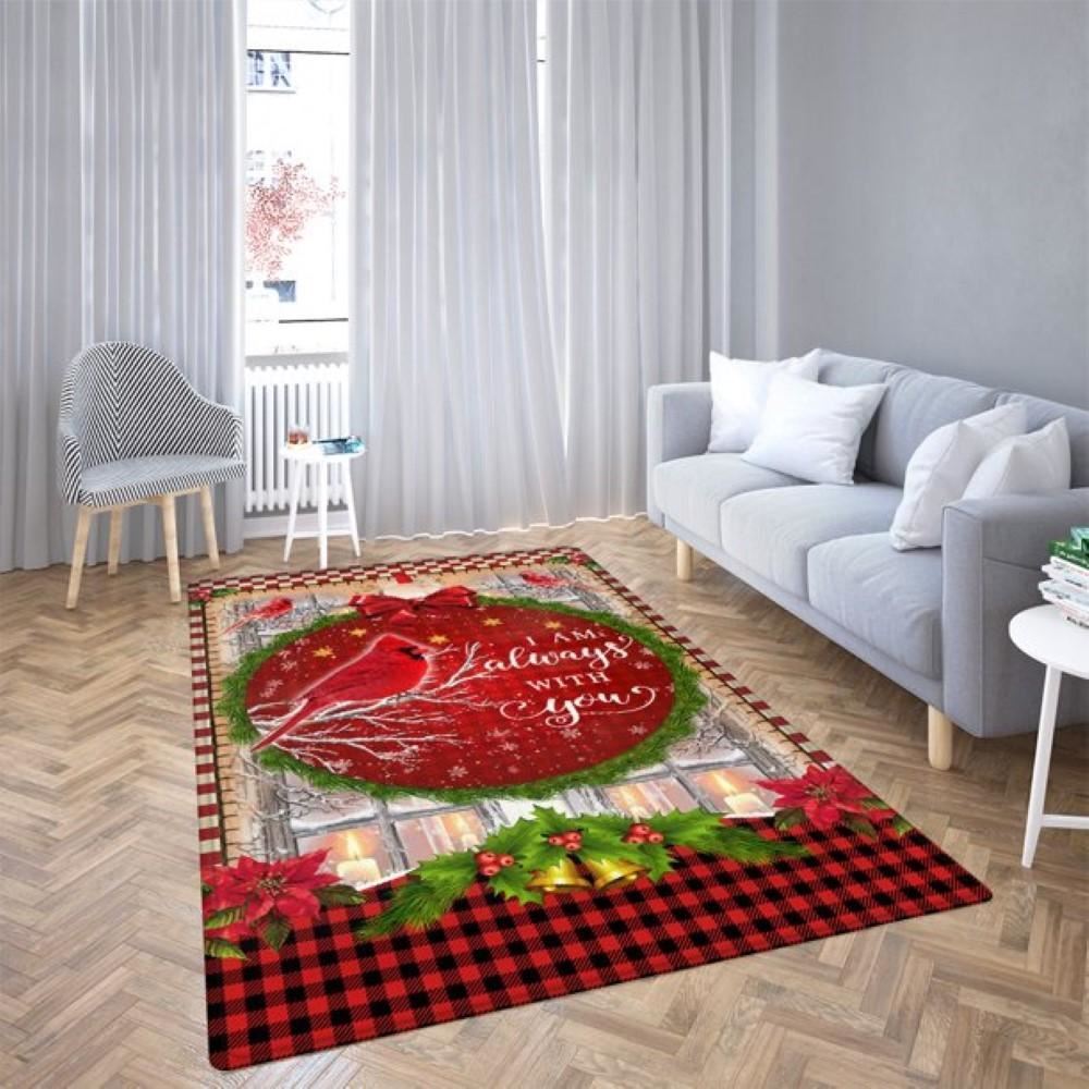 Christmas Rug, Christmas Cardinal I Am Always With You RugChristmas Floor Mat, Livinng Room Decor Rug, Christmas Home Decor