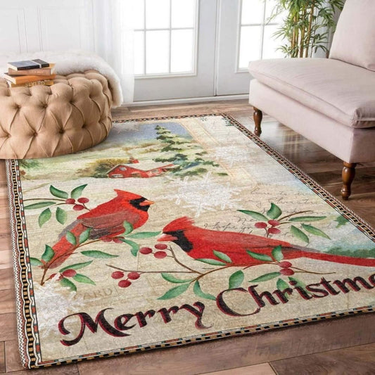 Christmas Rug, Christmas Cardinal Limited Edition RugChristmas Floor Mat, Livinng Room Decor Rug, Christmas Home Decor