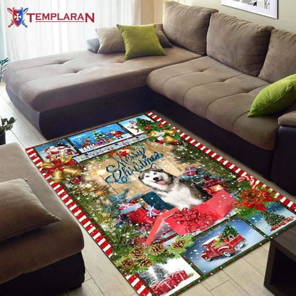 Christmas Rug, Christmas Husky Limited Edition RugChristmas Floor Mat, Livinng Room Decor Rug, Christmas Home Decor