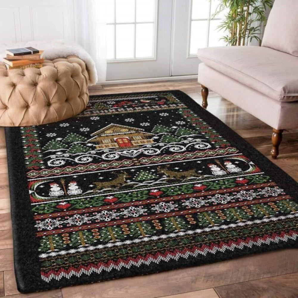Christmas Rug, Christmas Knitted Limited Edition RugChristmas Floor Mat, Livinng Room Decor Rug, Christmas Home Decor