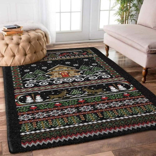 Christmas Rug, Christmas Knitted Limited Edition RugChristmas Floor Mat, Livinng Room Decor Rug, Christmas Home Decor