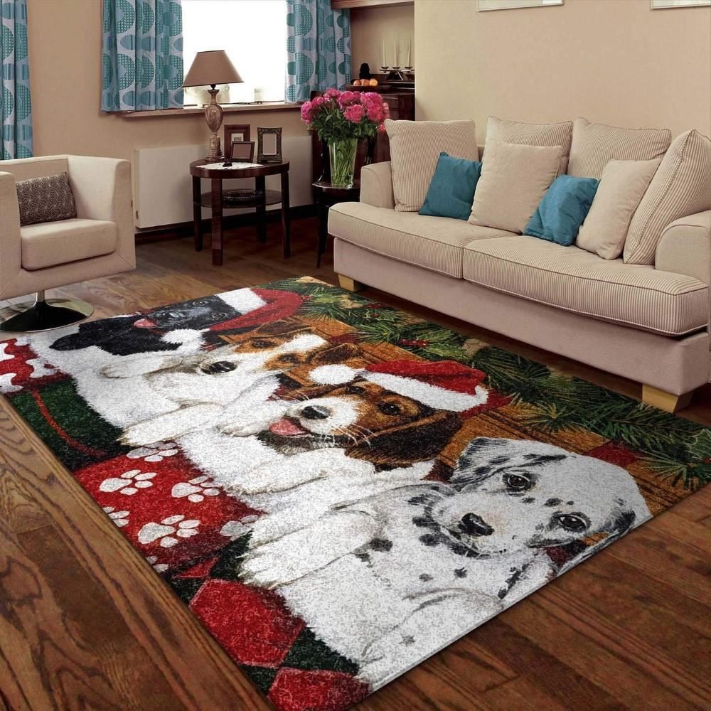 Christmas Rug, Christmas Puppies Limited Edition RugChristmas Floor Mat, Livinng Room Decor Rug, Christmas Home Decor