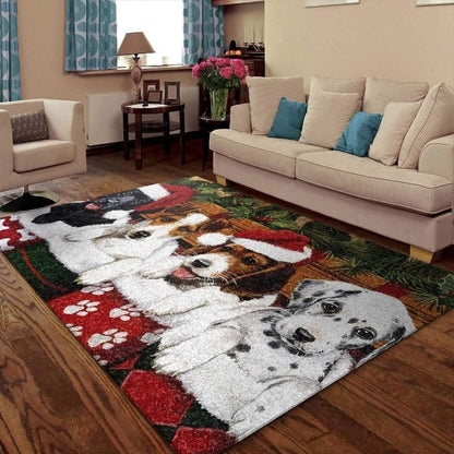 Christmas Rug, Christmas Puppies Limited Edition RugChristmas Floor Mat, Livinng Room Decor Rug, Christmas Home Decor