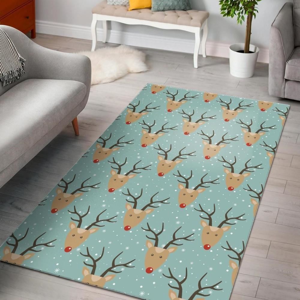 Christmas Rug, Christmas Reindeer Print Pattern Area Limited Edition RugChristmas Floor Mat, Livinng Room Decor Rug, Christmas Home Decor