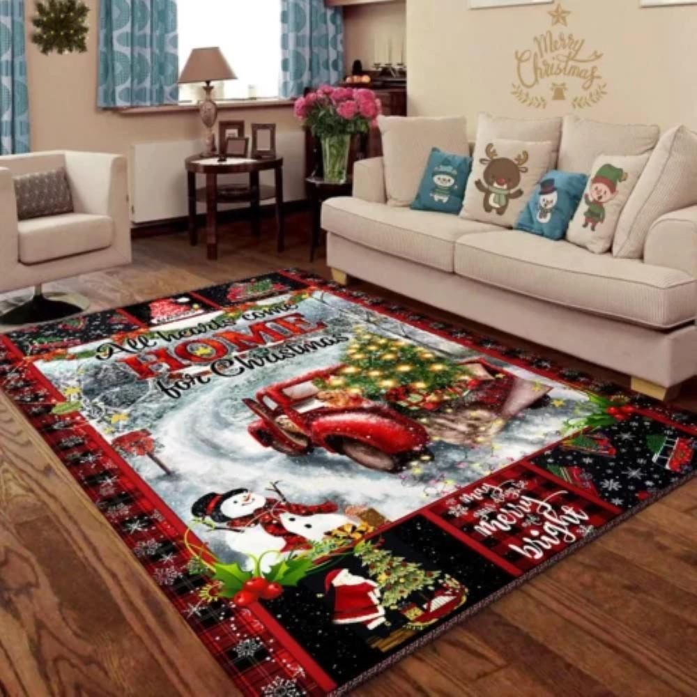 Christmas Rug, Christmas Rug All Hearts Come Home For ChristmasChristmas Floor Mat, Livinng Room Decor Rug, Christmas Home Decor
