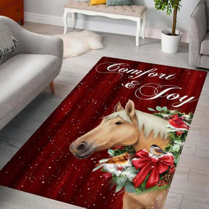 Christmas Rug, Christmas Rug Horse Comfort And Joy Christmas RugChristmas Floor Mat, Livinng Room Decor Rug, Christmas Home Decor
