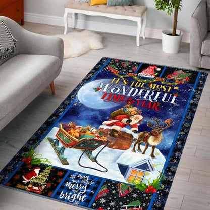 Christmas Rug, Christmas Rug It's The Most Wonderful Time Of The YearChristmas Floor Mat, Livinng Room Decor Rug, Christmas Home Decor
