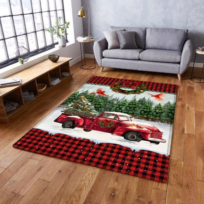 Christmas Rug, Christmas Rug Red Truck Christmas Cardinal RugChristmas Floor Mat, Livinng Room Decor Rug, Christmas Home Decor