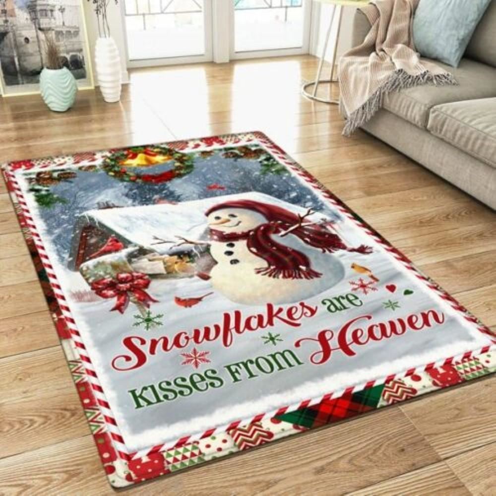 Christmas Rug, Christmas Rug Snowflakes Are Kisses From HeavenChristmas Floor Mat, Livinng Room Decor Rug, Christmas Home Decor