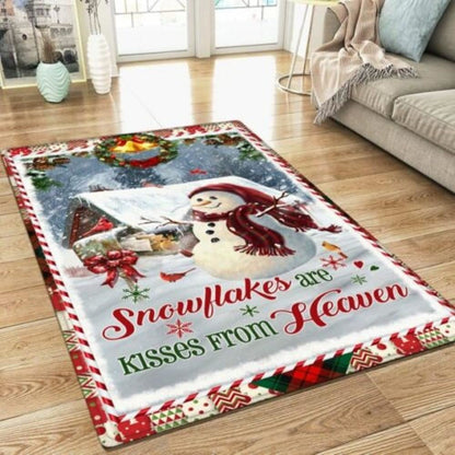 Christmas Rug, Christmas Rug Snowflakes Are Kisses From HeavenChristmas Floor Mat, Livinng Room Decor Rug, Christmas Home Decor