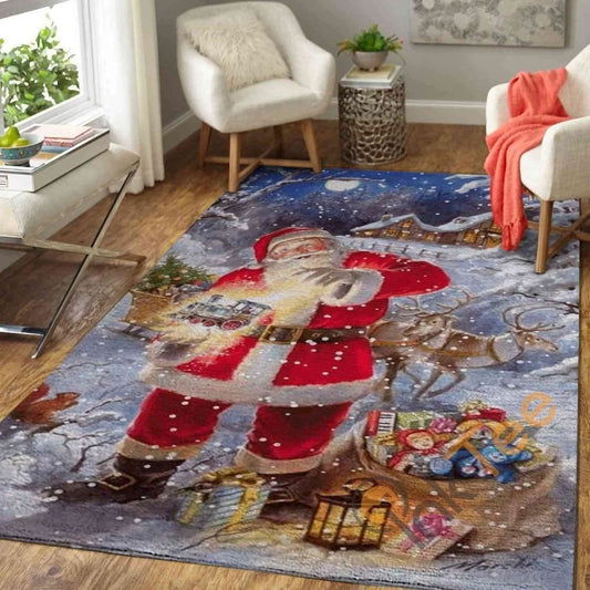 Christmas Rug, Christmas Santa Claus Area RugChristmas Floor Mat, Livinng Room Decor Rug, Christmas Home Decor