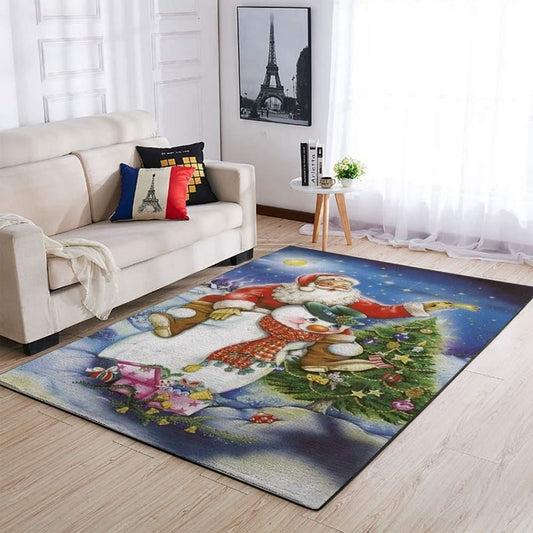 Christmas Rug, Christmas Santa Claus &amp Snowman Area Limited Edition RugChristmas Floor Mat, Livinng Room Decor Rug, Christmas Home Decor