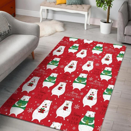 Christmas Rug, Christmas Teddy Bear Pattern Print Area Limited Edition RugChristmas Floor Mat, Livinng Room Decor Rug, Christmas Home Decor