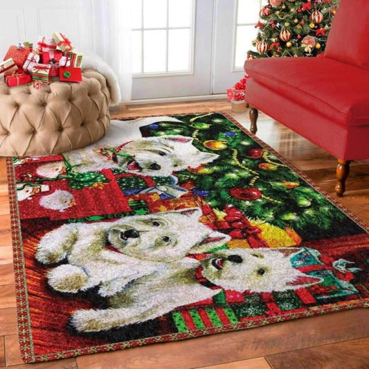 Christmas Rug, Christmas Westie Limited Edition RugChristmas Floor Mat, Livinng Room Decor Rug, Christmas Home Decor