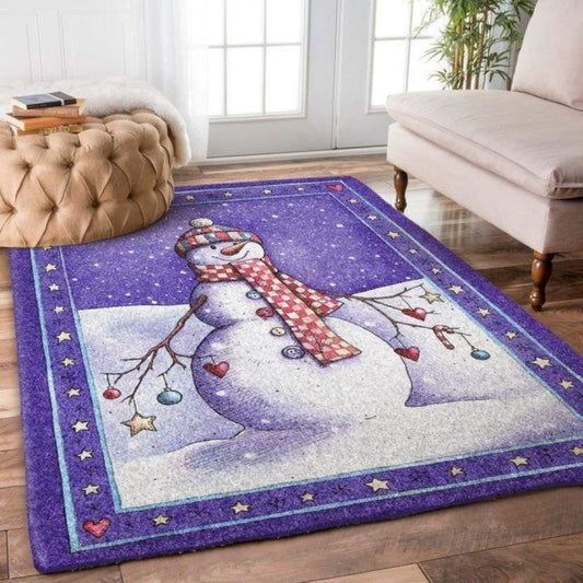 Christmas Rug, Circle Reimagined On Christmas Snowman Limited Edition RugChristmas Floor Mat, Livinng Room Decor Rug, Christmas Home Decor