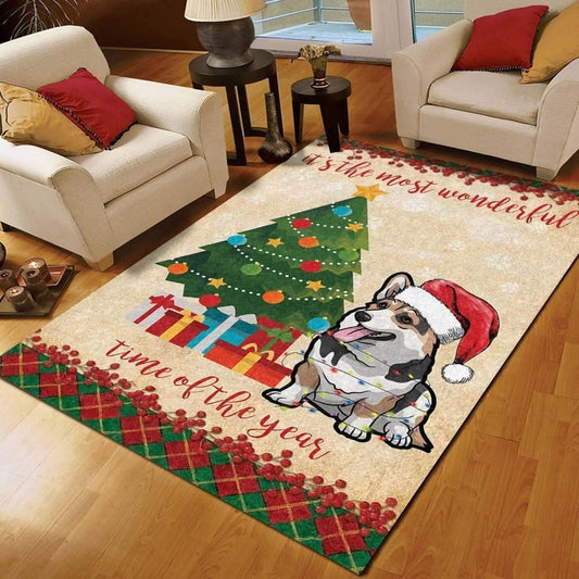Christmas Rug, Corgi Christmas Limited Edition RugChristmas Floor Mat, Livinng Room Decor Rug, Christmas Home Decor