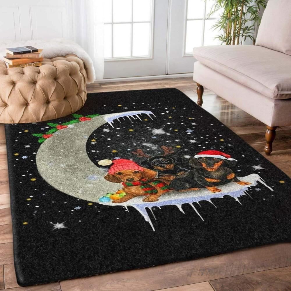 Christmas Rug, Dachshund On The Moon Limited Edition Rug For ChristmasChristmas Floor Mat, Livinng Room Decor Rug, Christmas Home Decor