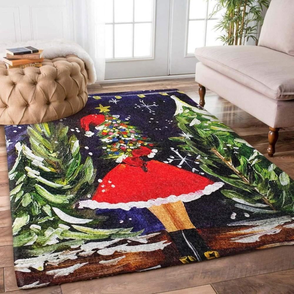 Christmas Rug, Dance Of Joy Christmas Tree Girl Limited Edition RugChristmas Floor Mat, Livinng Room Decor Rug, Christmas Home Decor