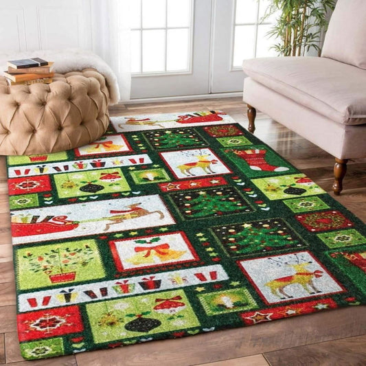 Christmas Rug, Deer Bell Christmas Limited Edition RugChristmas Floor Mat, Livinng Room Decor Rug, Christmas Home Decor