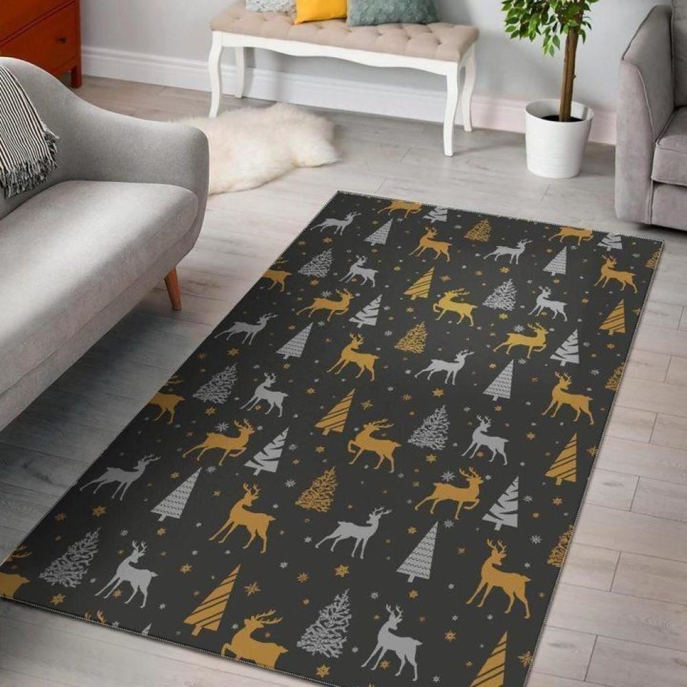 Christmas Rug, Deer Christmas Tree Limited Edition RugChristmas Floor Mat, Livinng Room Decor Rug, Christmas Home Decor