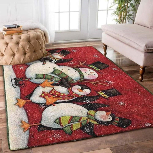 Christmas Rug, Festive Fiber With Christmas Snowman Limited Edition RugChristmas Floor Mat, Livinng Room Decor Rug, Christmas Home Decor