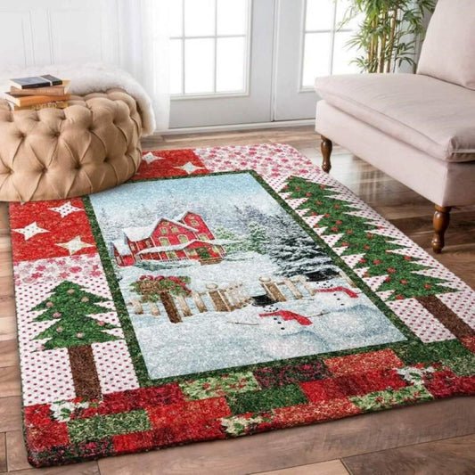 Christmas Rug, Flourish On Christmas Snowman Limited Edition RugChristmas Floor Mat, Livinng Room Decor Rug, Christmas Home Decor