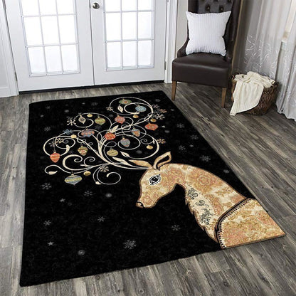 Christmas Rug, Frosted Festive Finery With Christmas Reindeer Limited Edition RugChristmas Floor Mat, Livinng Room Decor Rug, Christmas Home Decor