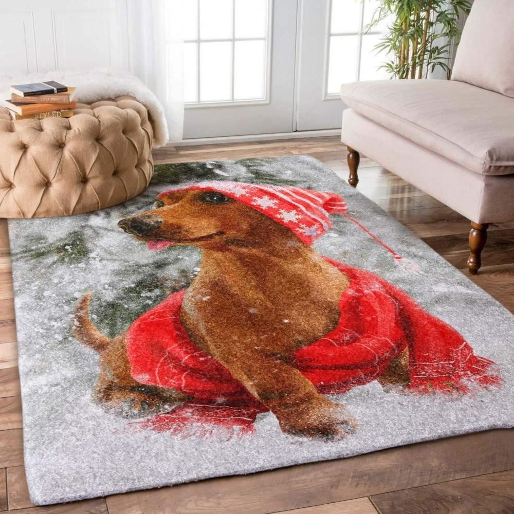 Christmas Rug, Ho-Ho-Hound Happiness With Dachshund Christmas Limited Edition RugChristmas Floor Mat, Livinng Room Decor Rug, Christmas Home Decor