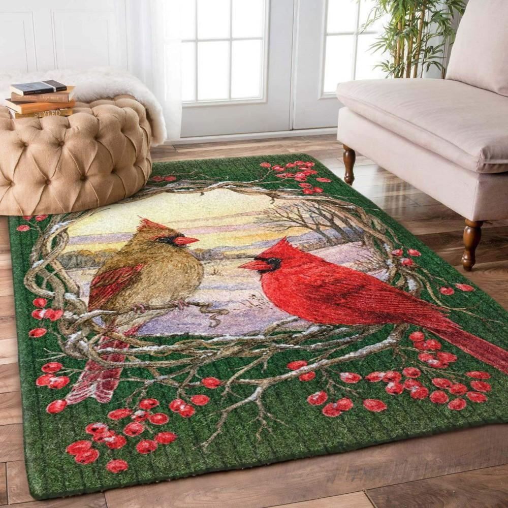 Christmas Rug, Iconic Feathered Elegance With Cardinal Christmas Limited Edition RugChristmas Floor Mat, Livinng Room Decor Rug, Christmas Home Decor