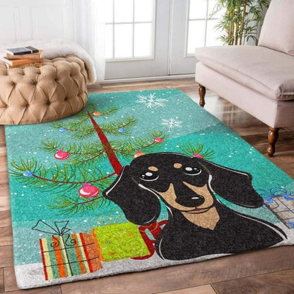 Christmas Rug, Paw-fectly Festive Dachshund Christmas Limited Edition RugChristmas Floor Mat, Livinng Room Decor Rug, Christmas Home Decor