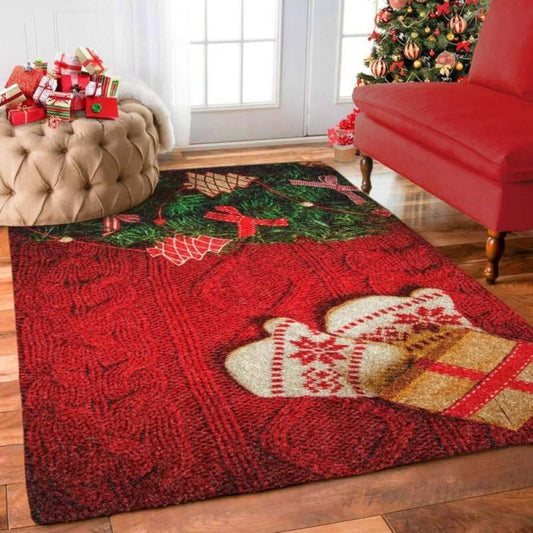 Christmas Rug, Poinsettia Pizzazz With Christmas Limited Edition RugChristmas Floor Mat, Livinng Room Decor Rug, Christmas Home Decor